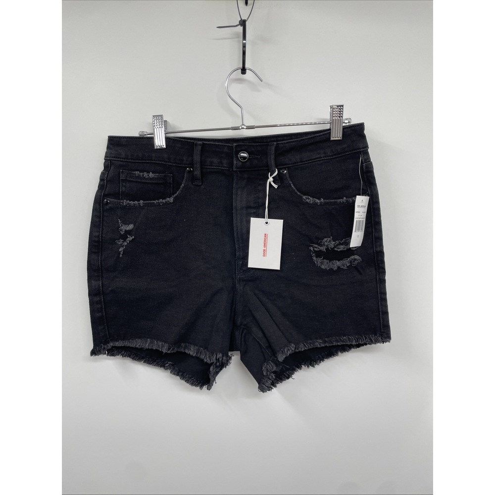 Good American Cut-Off Shorts Women's 10 Black Distressed Grunge Streetwear NWT